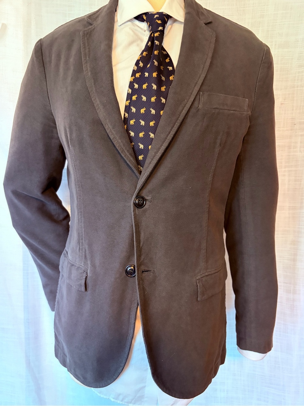 Gaudi Marvin Italy Men's Dark gray brushed cotton Blazer  Two-Button 38R
